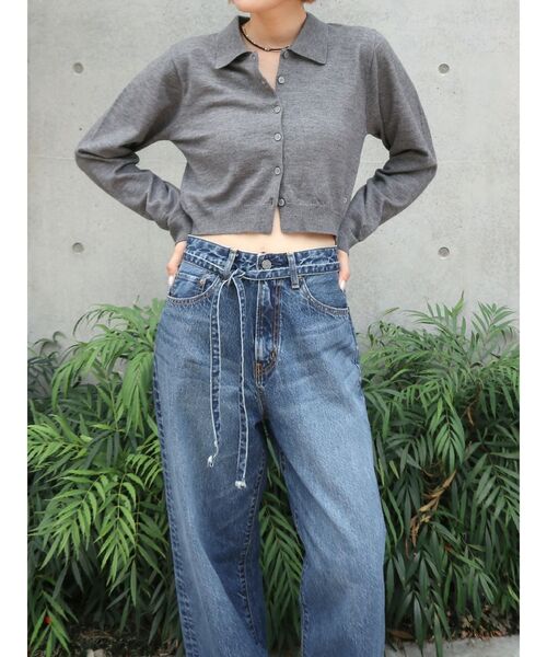 Ungrid（アングリッド）の「【百田夏菜子コラボ】ニットカーディガン（カーディガン/ボレロ・レディース・グレー/レッド・FREE）」の4枚目の写真