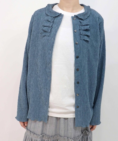 haupia（ハウピア）の「さざ波雲【カーディガン】（カーディガン/ボレロ・レディース・オフホワイト/ブラック/グレイッシュブルー・MEDIUM）」の3枚目の写真