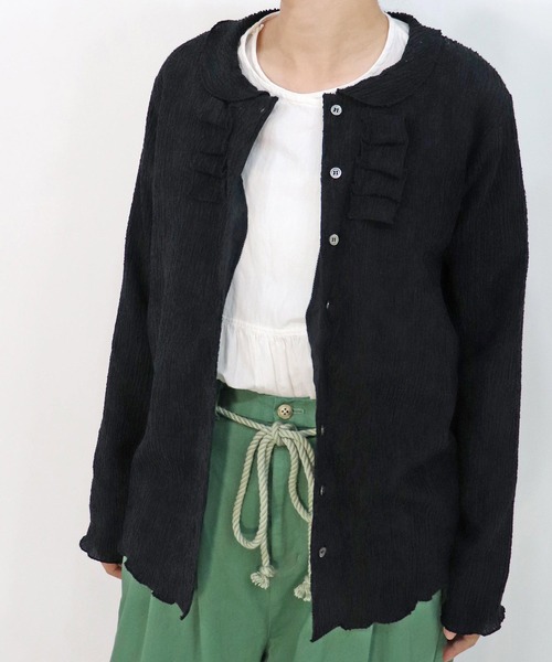 haupia（ハウピア）の「さざ波雲【カーディガン】（カーディガン/ボレロ・レディース・オフホワイト/ブラック/グレイッシュブルー・MEDIUM）」の2枚目の写真