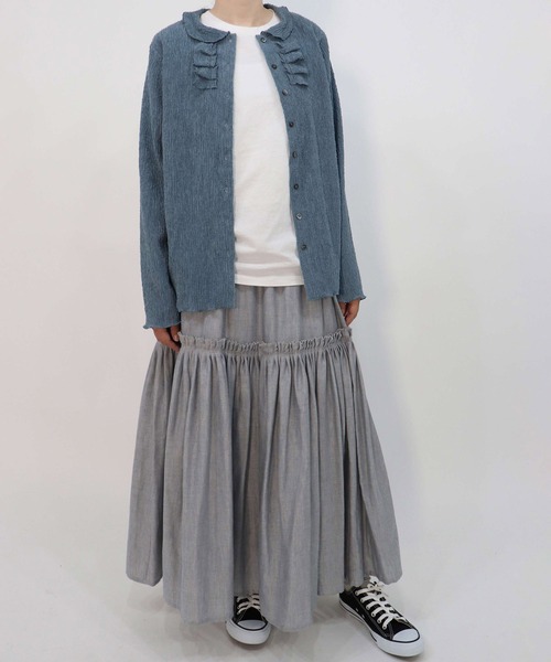 haupia（ハウピア）の「さざ波雲【カーディガン】（カーディガン/ボレロ・レディース・オフホワイト/ブラック/グレイッシュブルー・MEDIUM）」の4枚目の写真