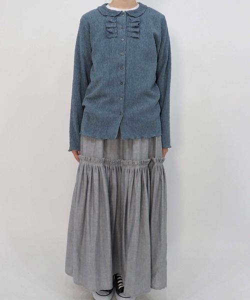 haupia（ハウピア）の「さざ波雲【カーディガン】（カーディガン/ボレロ・レディース・オフホワイト/ブラック/グレイッシュブルー・MEDIUM）」の8枚目の写真