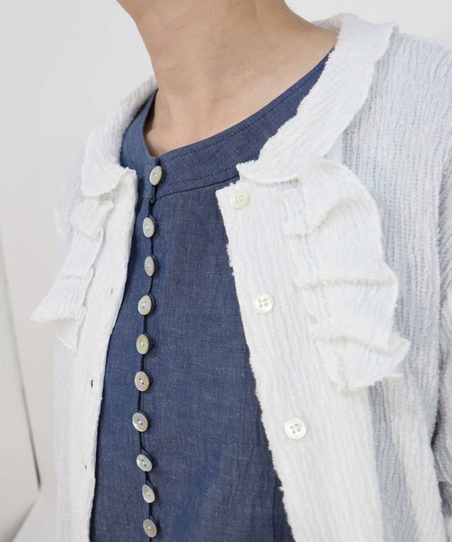 haupia（ハウピア）の「さざ波雲【カーディガン】（カーディガン/ボレロ・レディース・オフホワイト/ブラック/グレイッシュブルー・MEDIUM）」の11枚目の写真