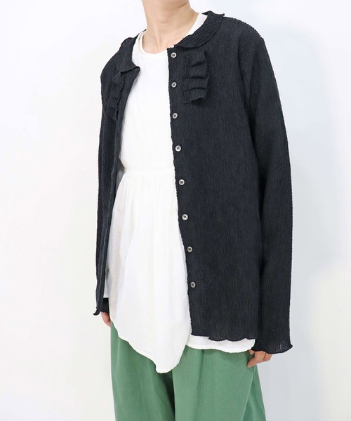 haupia（ハウピア）の「さざ波雲【カーディガン】（カーディガン/ボレロ・レディース・オフホワイト/ブラック/グレイッシュブルー・MEDIUM）」の15枚目の写真