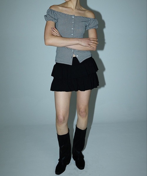 3.3 Field Trip （3.3フィールドトリップ）の「DEARSTALKER／チェックオフショルダーカーディガン（シャツ/ブラウス・レディース・ブラック/レッド・FREE）」の17枚目の写真