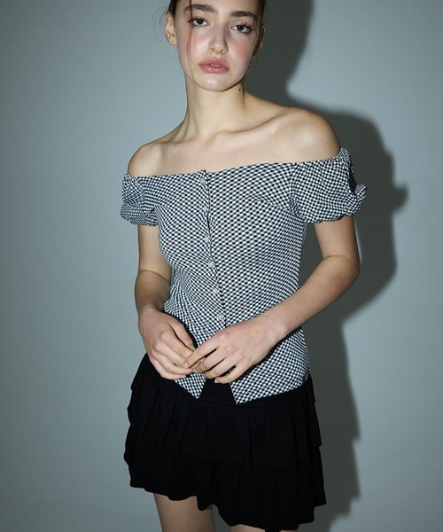 3.3 Field Trip （3.3フィールドトリップ）の「DEARSTALKER／チェックオフショルダーカーディガン（シャツ/ブラウス・レディース・ブラック/レッド・FREE）」の18枚目の写真