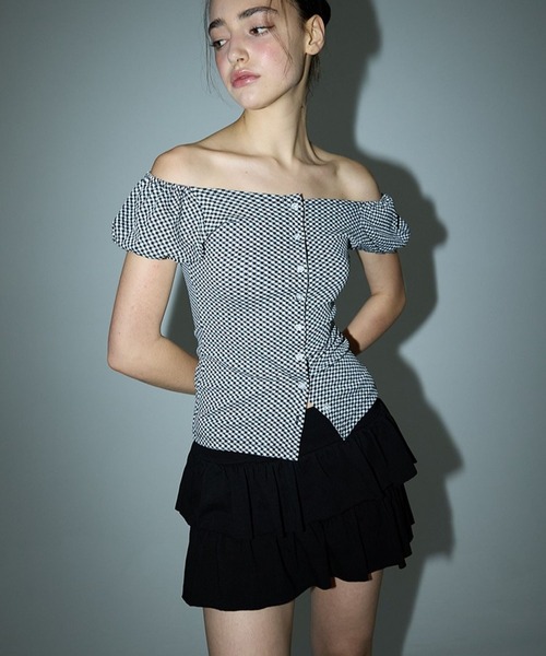 3.3 Field Trip （3.3フィールドトリップ）の「DEARSTALKER／チェックオフショルダーカーディガン（シャツ/ブラウス・レディース・ブラック/レッド・FREE）」の19枚目の写真