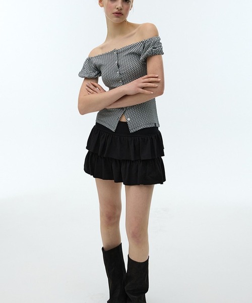 3.3 Field Trip （3.3フィールドトリップ）の「DEARSTALKER／チェックオフショルダーカーディガン（シャツ/ブラウス・レディース・ブラック/レッド・FREE）」の20枚目の写真