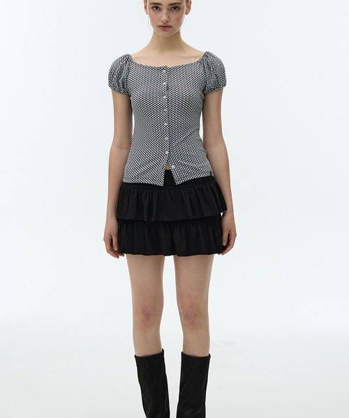 3.3 Field Trip （3.3フィールドトリップ）の「DEARSTALKER／チェックオフショルダーカーディガン（シャツ/ブラウス・レディース・ブラック/レッド・FREE）」の21枚目の写真