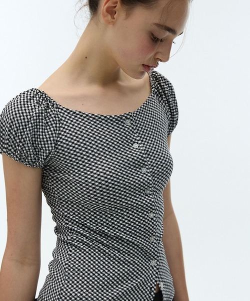 3.3 Field Trip （3.3フィールドトリップ）の「DEARSTALKER／チェックオフショルダーカーディガン（シャツ/ブラウス・レディース・ブラック/レッド・FREE）」の8枚目の写真