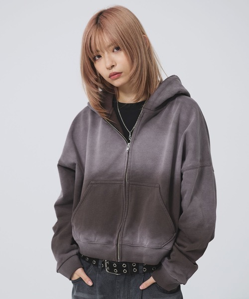MSG(エムエスジー)の「ヘビーウエイトサンフェードショート丈ZIPパーカー【UNISEX】裏毛420g(パーカー・メンズ・ブラック/レッド/ブラウン/グレー/アッシュ/ブラック系1・XL/L/M/S)」の6枚目の写真