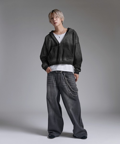 MSG(エムエスジー)の「ヘビーウエイトサンフェードショート丈ZIPパーカー【UNISEX】裏毛420g(パーカー・メンズ・ブラック/レッド/ブラウン/グレー/アッシュ/ブラック系1・XL/L/M/S)」の15枚目の写真