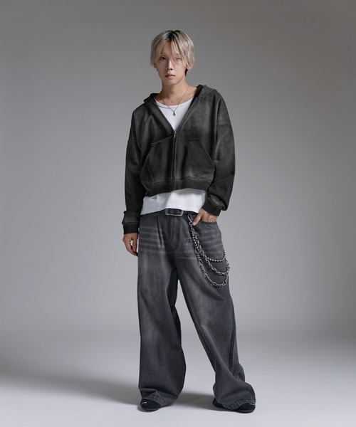 MSG(エムエスジー)の「ヘビーウエイトサンフェードショート丈ZIPパーカー【UNISEX】裏毛420g(パーカー・メンズ・ブラック/レッド/ブラウン/グレー/アッシュ/ブラック系1・XL/L/M/S)」の14枚目の写真