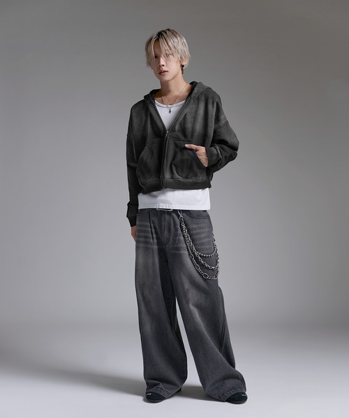 MSG(エムエスジー)の「ヘビーウエイトサンフェードショート丈ZIPパーカー【UNISEX】裏毛420g(パーカー・メンズ・ブラック/レッド/ブラウン/グレー/アッシュ/ブラック系1・XL/L/M/S)」の12枚目の写真