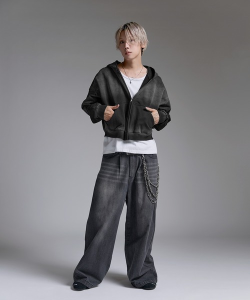 MSG(エムエスジー)の「ヘビーウエイトサンフェードショート丈ZIPパーカー【UNISEX】裏毛420g(パーカー・メンズ・ブラック/レッド/ブラウン/グレー/アッシュ/ブラック系1・XL/L/M/S)」の11枚目の写真