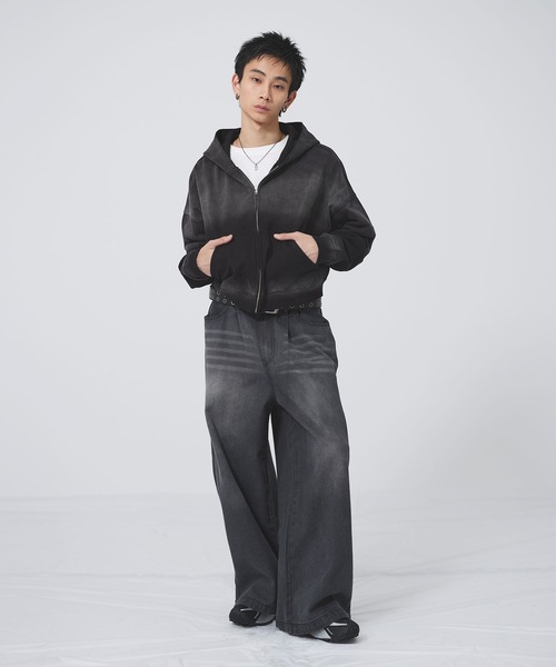 MSG(エムエスジー)の「ヘビーウエイトサンフェードショート丈ZIPパーカー【UNISEX】裏毛420g(パーカー・メンズ・ブラック/レッド/ブラウン/グレー/アッシュ/ブラック系1・XL/L/M/S)」の22枚目の写真