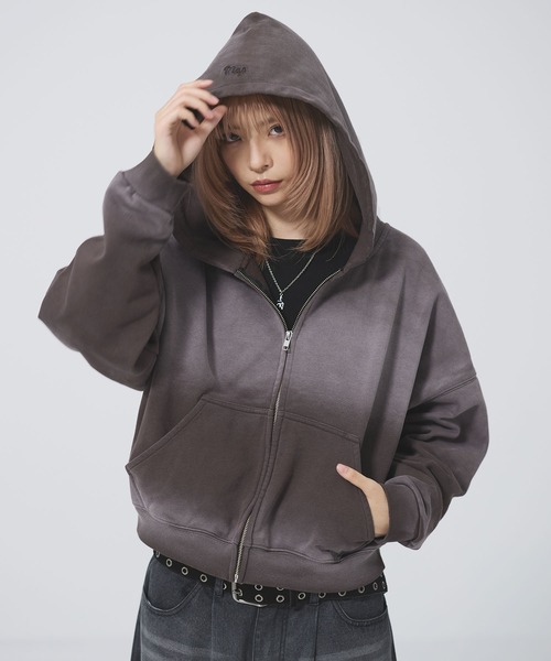セール】ヘビーウエイトサンフェードショート丈ZIPパーカー【UNISEX