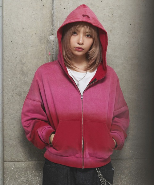 サンフェード　ピグメント　パーカー　赤　フーディー RED】MISSION DISTRICT SUN FADED PULLOVER HOODIE