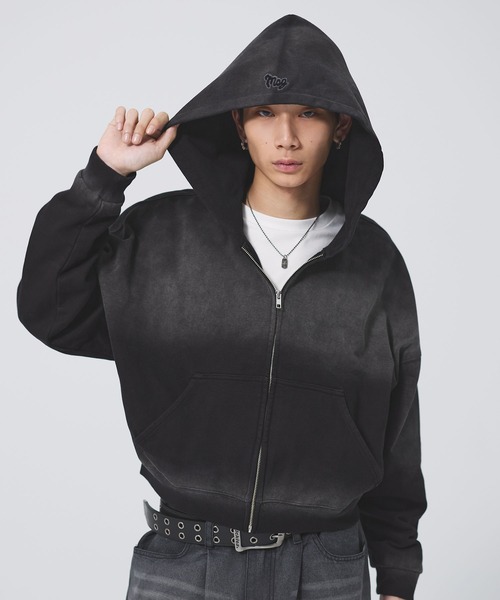 MSG(エムエスジー)の「ヘビーウエイトサンフェードショート丈ZIPパーカー【UNISEX】裏毛420g(パーカー・メンズ・ブラック/レッド/ブラウン/グレー/アッシュ/ブラック系1・XL/L/M/S)」の10枚目の写真