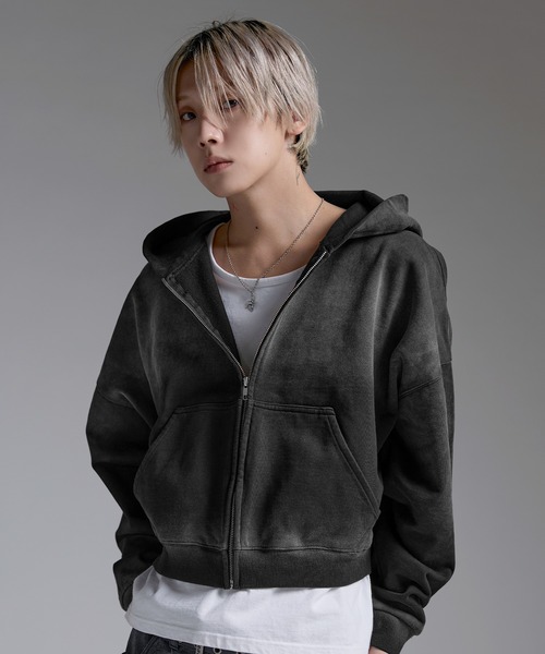 MSG(エムエスジー)の「ヘビーウエイトサンフェードショート丈ZIPパーカー【UNISEX】裏毛420g(パーカー・メンズ・ブラック/レッド/ブラウン/グレー/アッシュ/ブラック系1・XL/L/M/S)」の21枚目の写真