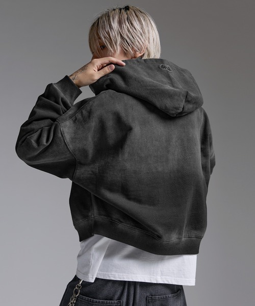 MSG(エムエスジー)の「ヘビーウエイトサンフェードショート丈ZIPパーカー【UNISEX】裏毛420g(パーカー・メンズ・ブラック/レッド/ブラウン/グレー/アッシュ/ブラック系1・XL/L/M/S)」の19枚目の写真
