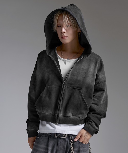 MSG(エムエスジー)の「ヘビーウエイトサンフェードショート丈ZIPパーカー【UNISEX】裏毛420g(パーカー・メンズ・ブラック/レッド/ブラウン/グレー/アッシュ/ブラック系1・XL/L/M/S)」の17枚目の写真