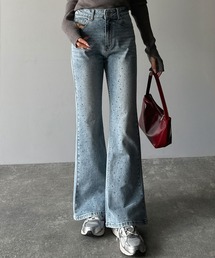 Rirandture パールビジューストレートデニム 美品 2025年最新】パール