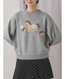 merry jenny 新品 ブルー ニットレースカラーパフカットトレーナー merry jenny 新品 ブルー ニットレースカラーパフカット