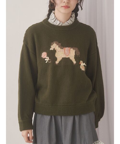 merry jenny（メリージェニー）の「ベイビーニットトップス（ニット/セーター・レディース・グリーン/ブルー/オフホワイト・FREE）」の2枚目の写真