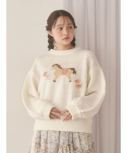 merry jenny（メリージェニー）の「ベイビーニットトップス（ニット/セーター・レディース・グリーン/ブルー/オフホワイト・FREE）」の6枚目の写真