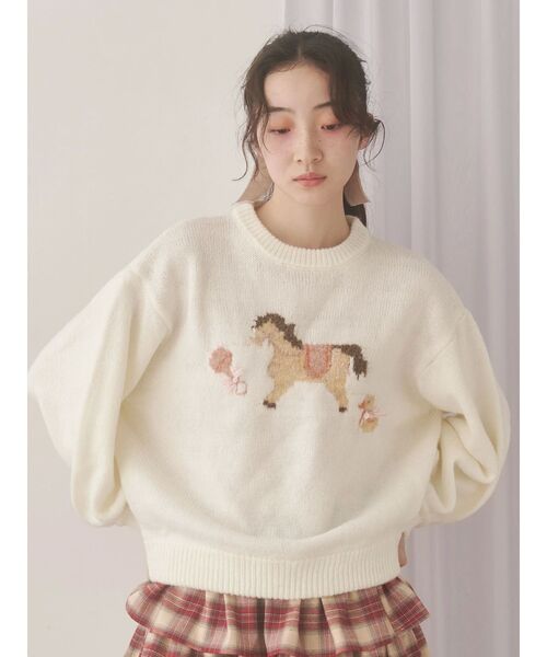 merry jenny（メリージェニー）の「ベイビーニットトップス（ニット/セーター・レディース・グリーン/ブルー/オフホワイト・FREE）」の11枚目の写真