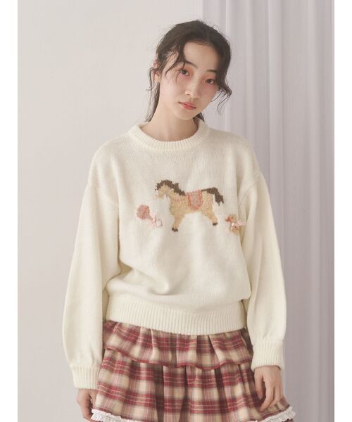 merry jenny（メリージェニー）の「ベイビーニットトップス（ニット/セーター・レディース・グリーン/ブルー/オフホワイト・FREE）」の12枚目の写真