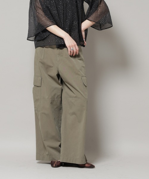 NANO universe（ナノユニバース）の「サイドポケットワイドチノパンツ（チノパンツ・レディース・オフホワイト/カーキ・S/M）」の3枚目の写真