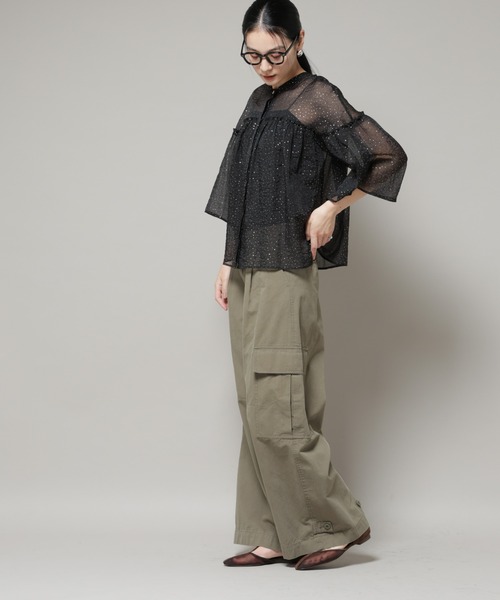 NANO universe（ナノユニバース）の「サイドポケットワイドチノパンツ（チノパンツ・レディース・オフホワイト/カーキ・S/M）」の5枚目の写真