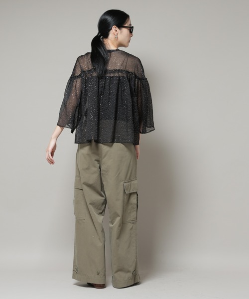 NANO universe（ナノユニバース）の「サイドポケットワイドチノパンツ（チノパンツ・レディース・オフホワイト/カーキ・S/M）」の6枚目の写真