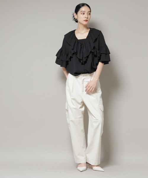 NANO universe（ナノユニバース）の「サイドポケットワイドチノパンツ（チノパンツ・レディース・オフホワイト/カーキ・S/M）」の15枚目の写真