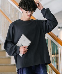 新色追加 オーバーサイズ T/Cワッフルクルーネック長袖Tシャツ