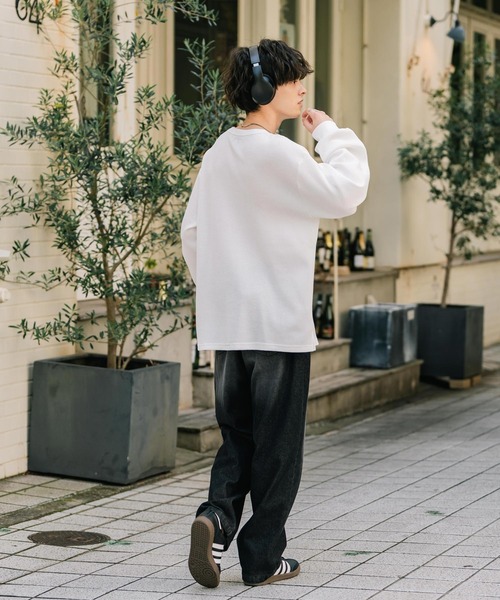 Rocky Monroe(ロッキーモンロー)の「新色追加 オーバーサイズ T/Cワッフルクルーネック長袖Tシャツ(Tシャツ/カットソー・メンズ・チャコール/オートミール/ホワイト/ブラック/グレー/ブルーグレー/ピンク・L/XL/M)」の15枚目の写真