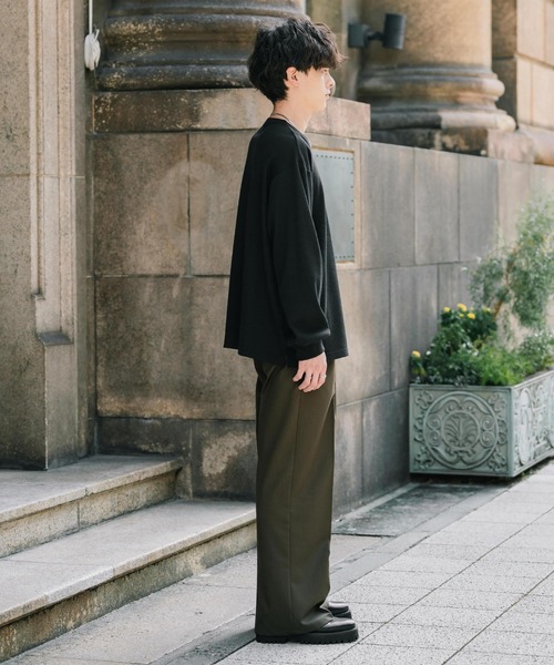 Rocky Monroe(ロッキーモンロー)の「新色追加 オーバーサイズ T/Cワッフルクルーネック長袖Tシャツ(Tシャツ/カットソー・メンズ・チャコール/オートミール/ホワイト/ブラック/グレー/ブルーグレー/ピンク・L/XL/M)」の10枚目の写真