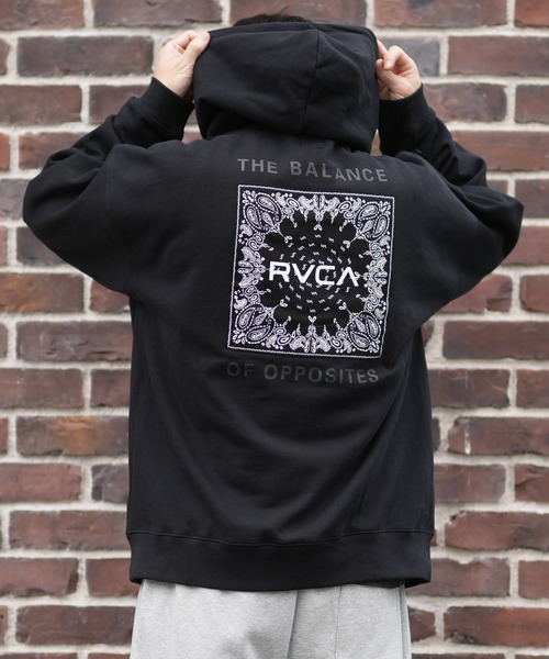 RVCA プリントパーカー　黒　M OUTLET】RVCA メンズ FAKE RVCA HD パーカー BLK 【2024年秋冬モデル】
