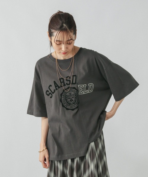 GLOBAL WORK(グローバルワーク)の「リメイク風プリントT/584673(Tシャツ/カットソー・レディース・ホワイト/ダークグレー/チャコールグレー・MEDIUM/LARGE)」の3枚目の写真