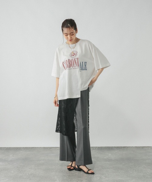 GLOBAL WORK(グローバルワーク)の「リメイク風プリントT/584673(Tシャツ/カットソー・レディース・ホワイト/ダークグレー/チャコールグレー・MEDIUM/LARGE)」の4枚目の写真