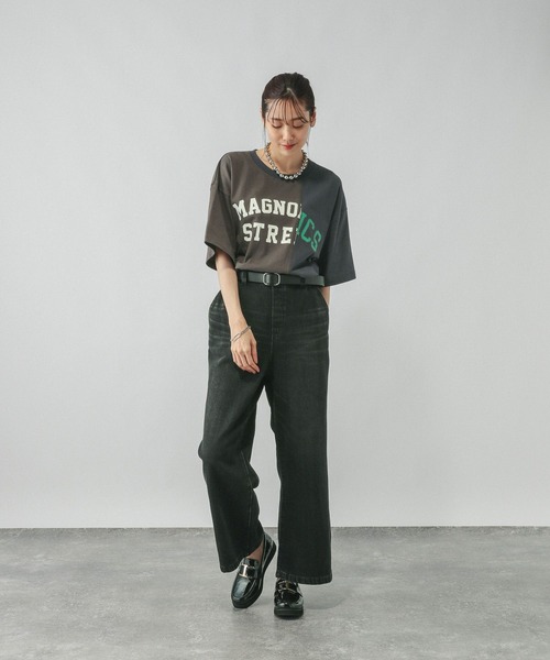 GLOBAL WORK(グローバルワーク)の「リメイク風プリントT/584673(Tシャツ/カットソー・レディース・ホワイト/ダークグレー/チャコールグレー・MEDIUM/LARGE)」の12枚目の写真