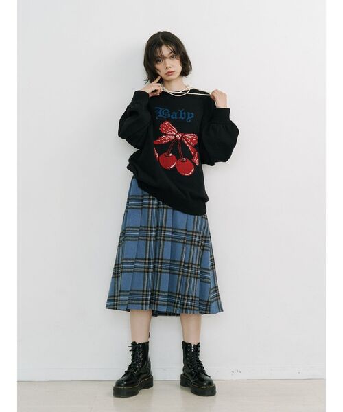 jouetie（ジュエティ）の「ウールライクプリーツミドルチェックスカート（スカート・レディース・ブルー/レッド/ブラウン・MEDIUM）」の11枚目の写真