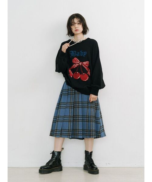 jouetie（ジュエティ）の「ウールライクプリーツミドルチェックスカート（スカート・レディース・ブルー/レッド/ブラウン・MEDIUM）」の12枚目の写真