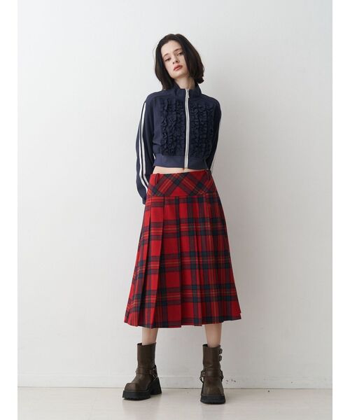 jouetie（ジュエティ）の「ウールライクプリーツミドルチェックスカート（スカート・レディース・ブルー/レッド/ブラウン・MEDIUM）」の14枚目の写真