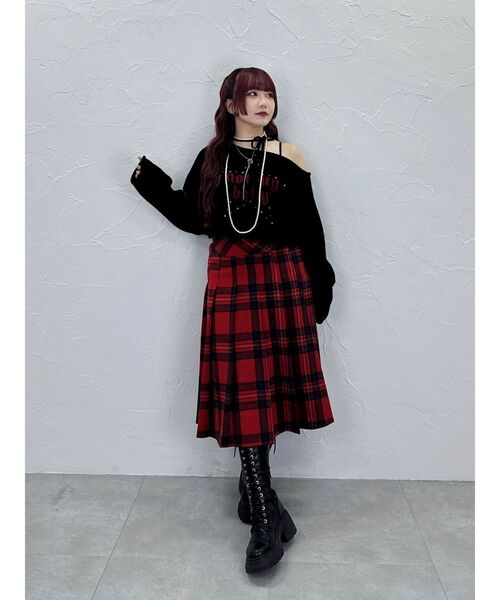 jouetie ウールライクプリーツミドルチェックスカート セール】ウールライクプリーツミドルチェックスカート（スカート