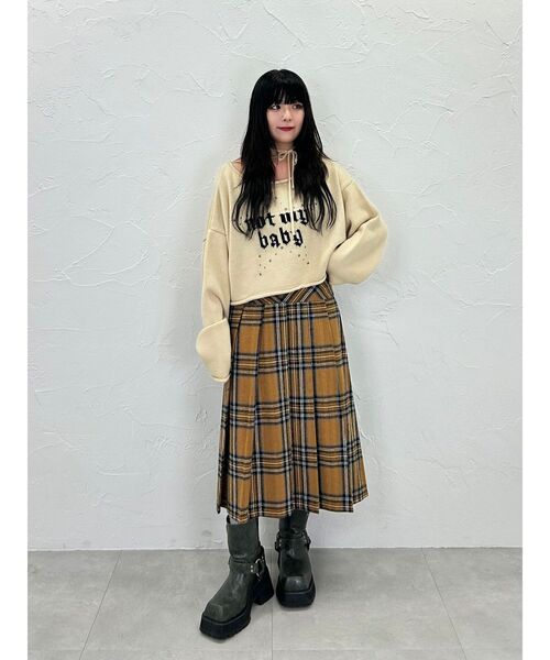 セール】ウールライクプリーツミドルチェックスカート（スカート