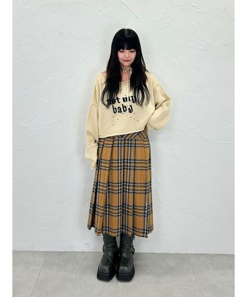 セール】ウールライクプリーツミドルチェックスカート（スカート