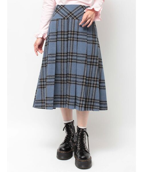 jouetie ウールライクプリーツミドルチェックスカート セール】ウールライクプリーツミドルチェックスカート（スカート