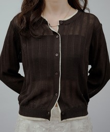 layered-look crew neck knit cardigan / レイヤード風ニットカーディガン